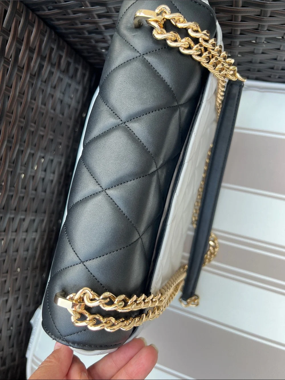 kate spade Two-Tone Quilted Crossbody Bag in Black, Cream, Gray